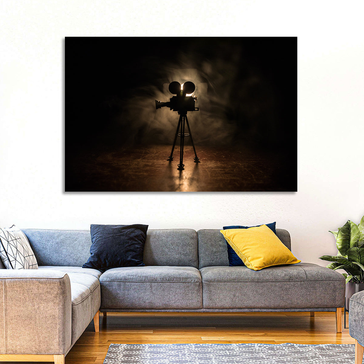 Backlit Vintage Movie Camera Wall Art