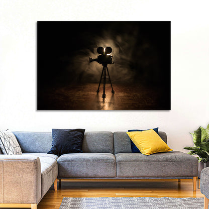 Backlit Vintage Movie Camera Wall Art