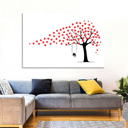 Heart Leaf Tree Silhouette Wall Art