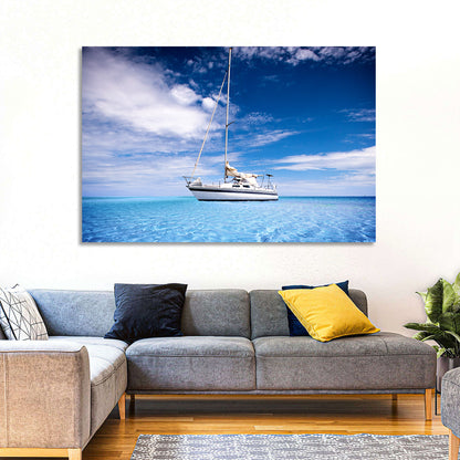 Furled Sails Over Turquoise Water Wall Art