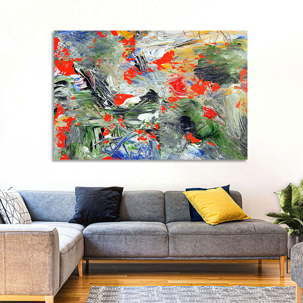 Melting Green Impasto Abstract Wall Art