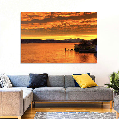 Lake Zurich Golden Sunset Wall Art