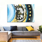 Planet Rings in Blue and Gold Wall Art