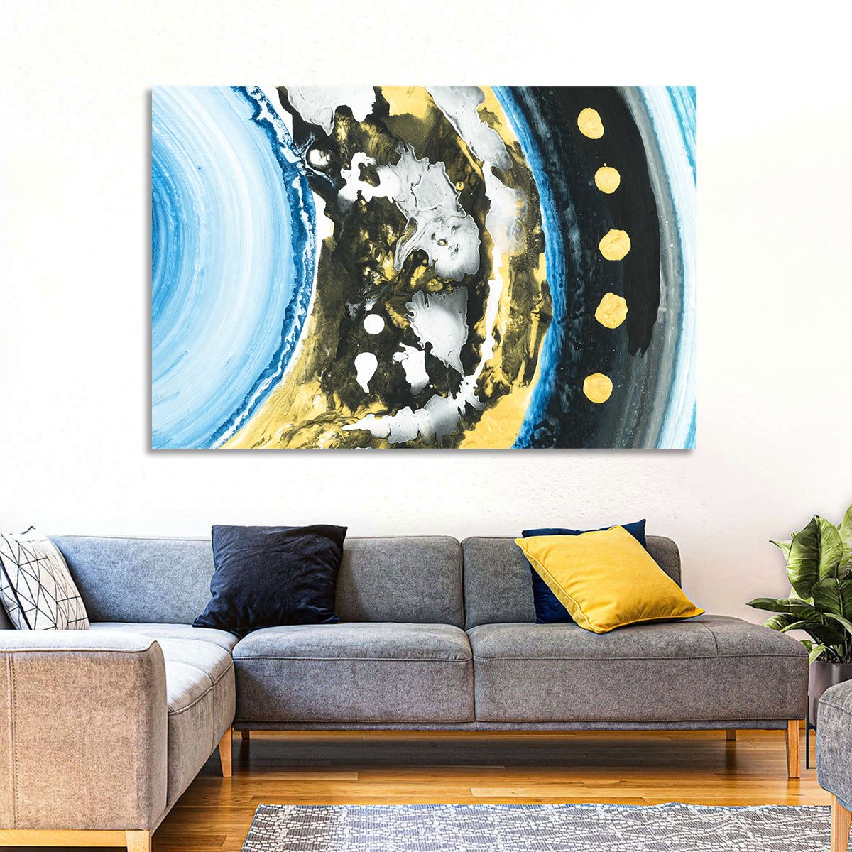 Planet Rings in Blue and Gold Wall Art