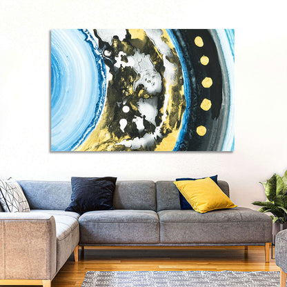 Planet Rings in Blue and Gold Wall Art