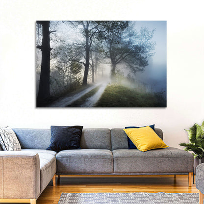 Foggy Forest Pathway Wall Art