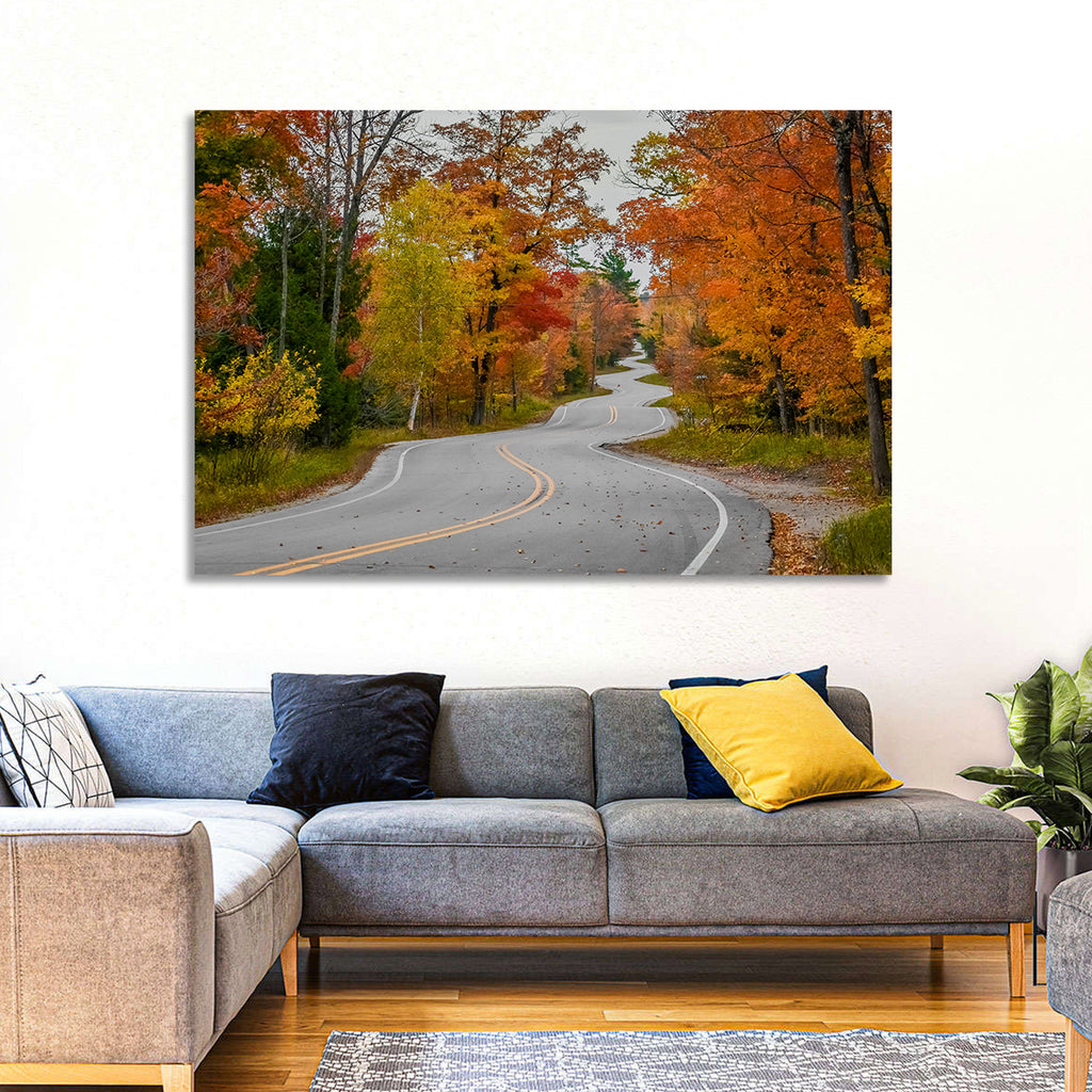 Winding Autumn Highway Wall Art