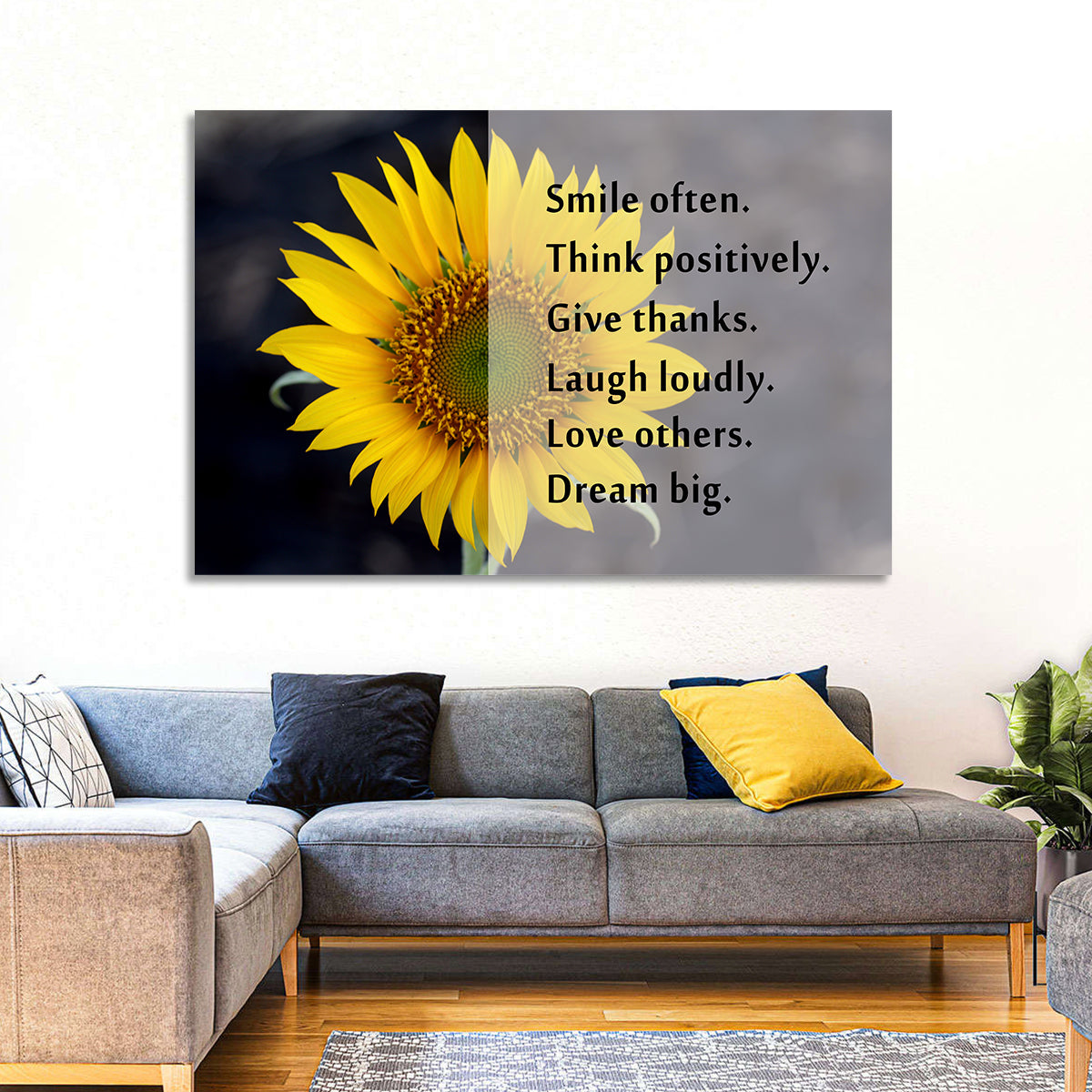 Sunflower Smile Typography Wall Art