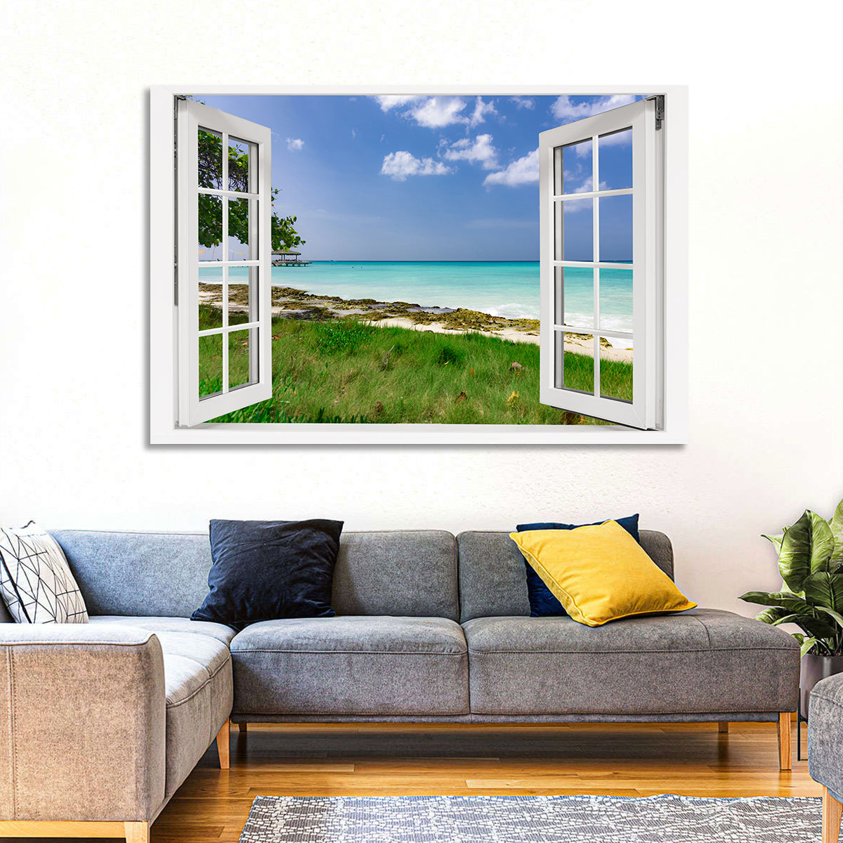 Gazebo on Pier Over Turquoise Ocean Wall Art