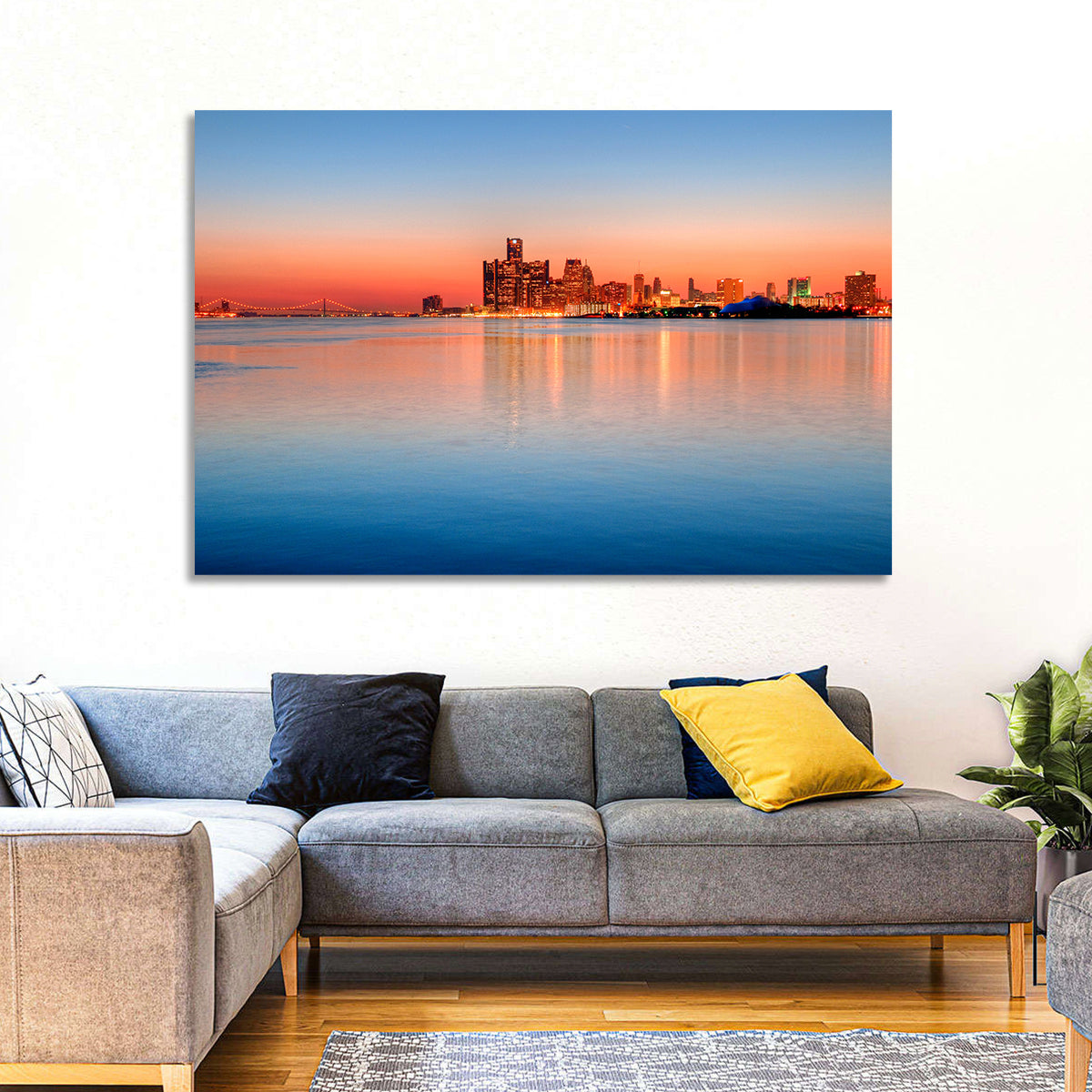 Detroit Golden Hour Skyline Wall Art