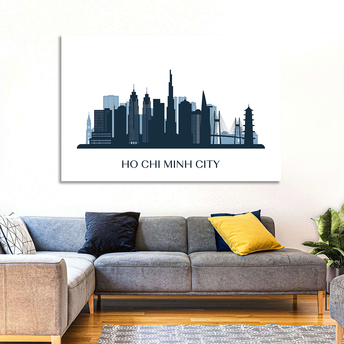 Ho Chi Minh City Skyline Wall Art in a room, landscape