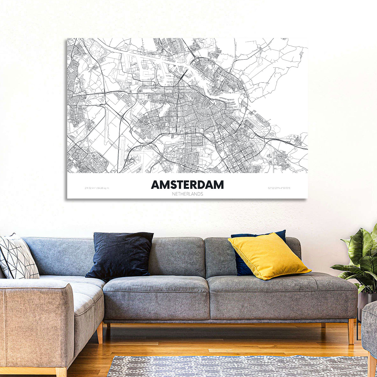 Amsterdam City Map Wall Art