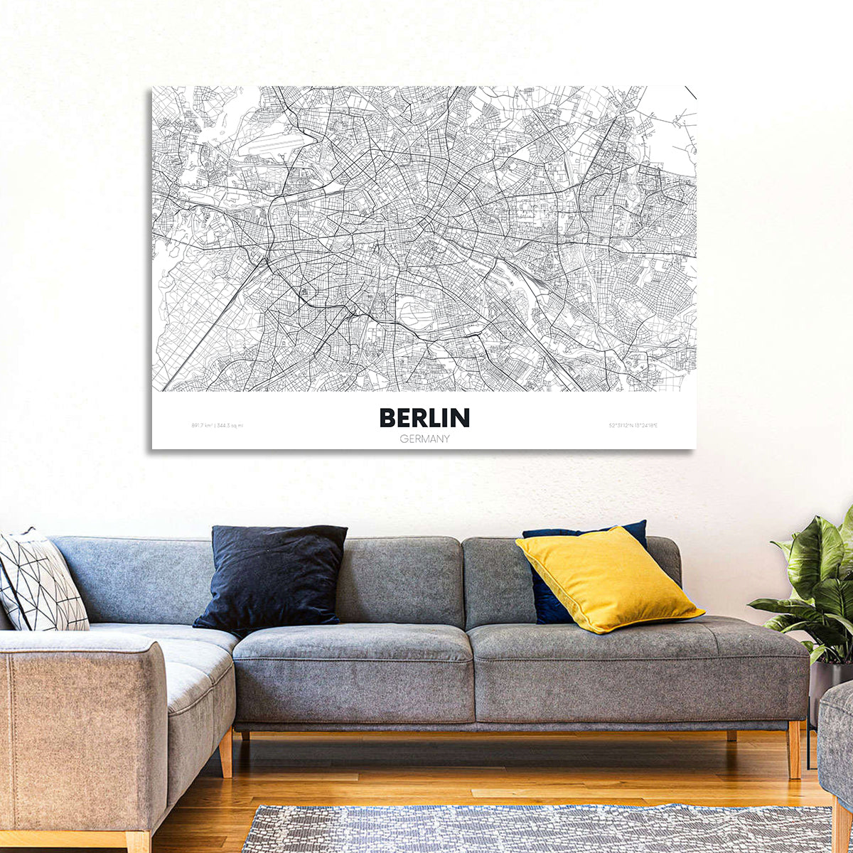 Berlin Street Network Map Wall Art