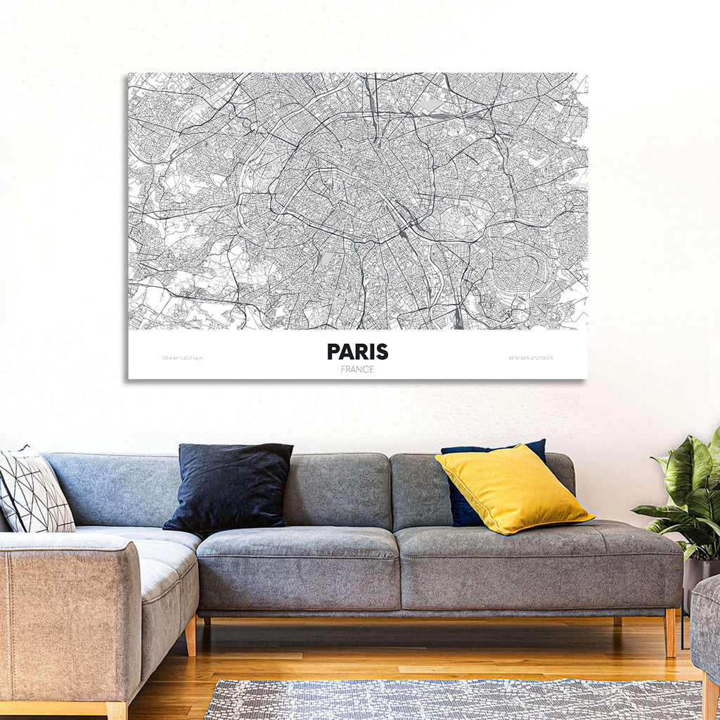 Paris Aerial Map Wall Art