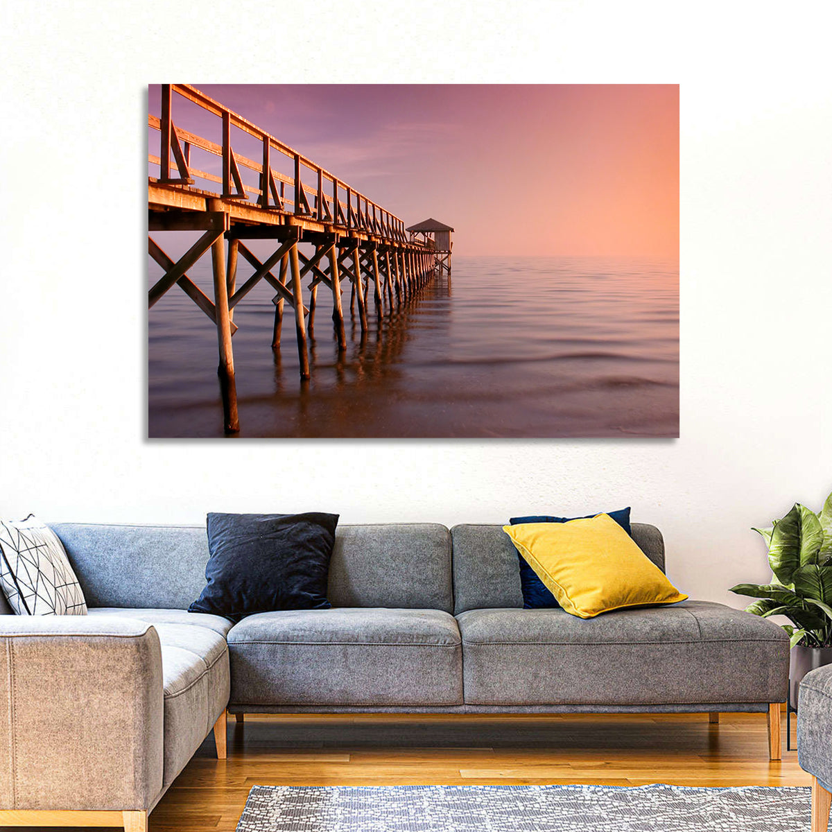 Gulf of Mexico Pier Wall Art in a room, landscape