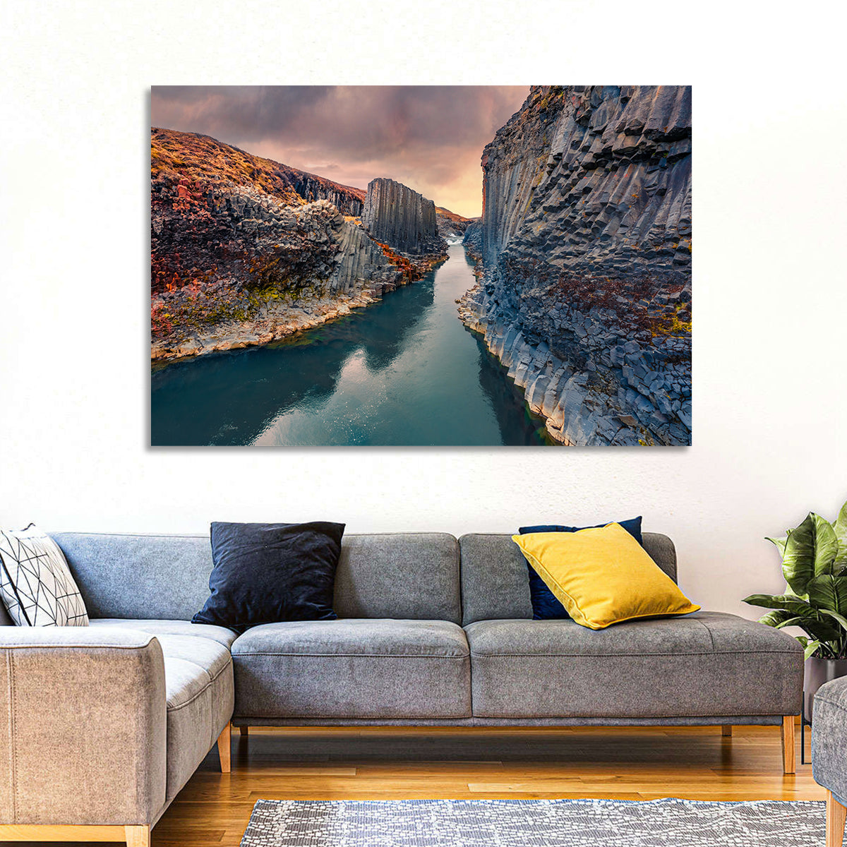 Studlagil Canyon at Sunset Wall Art