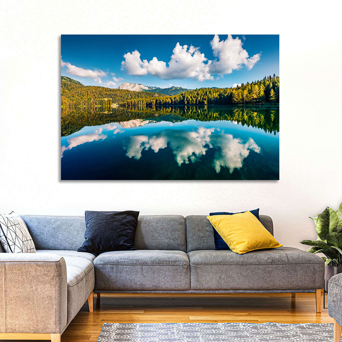Crno Jezero Lake Wall Art in a room, landscape