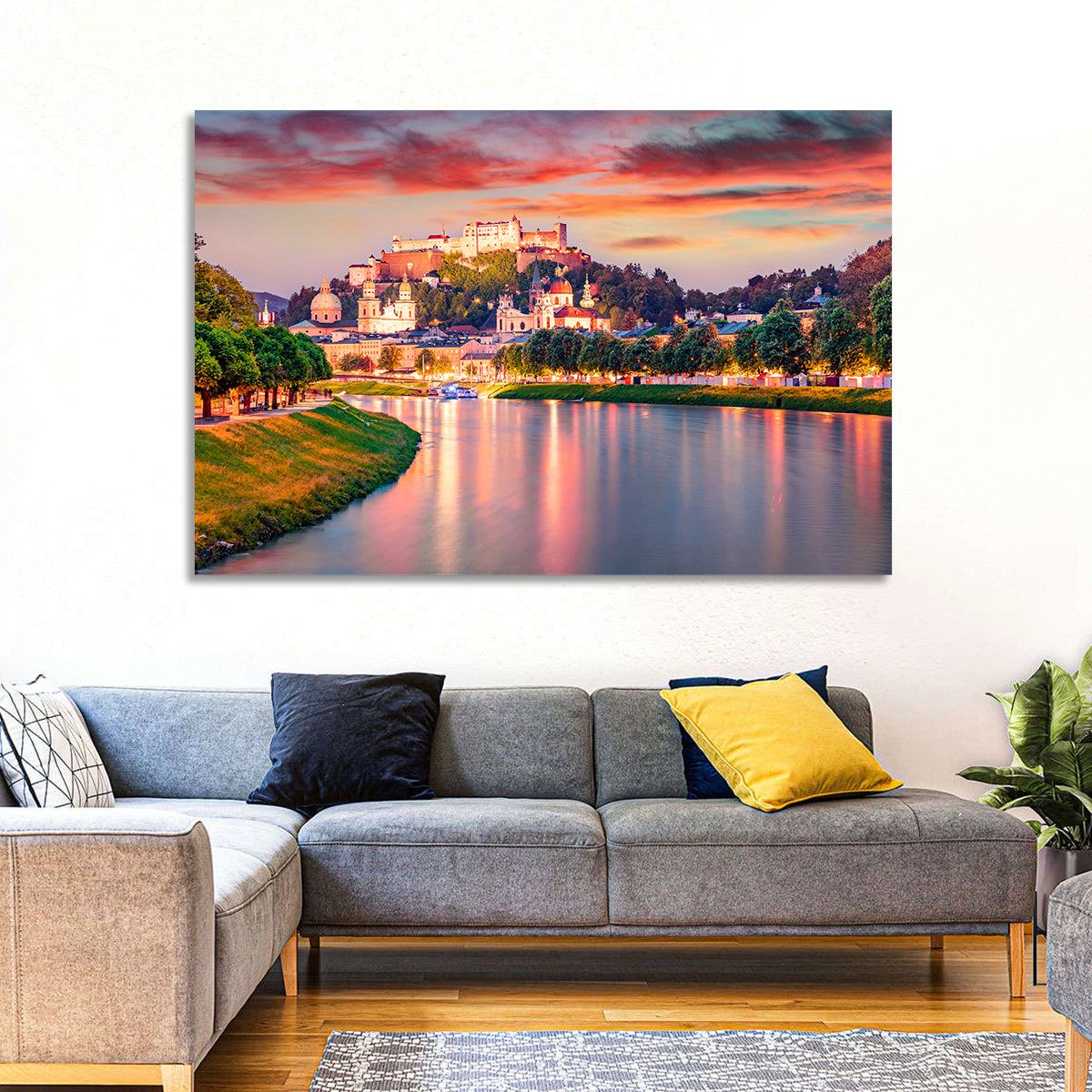 Hohensalzburg Fortress at Sunset Wall Art