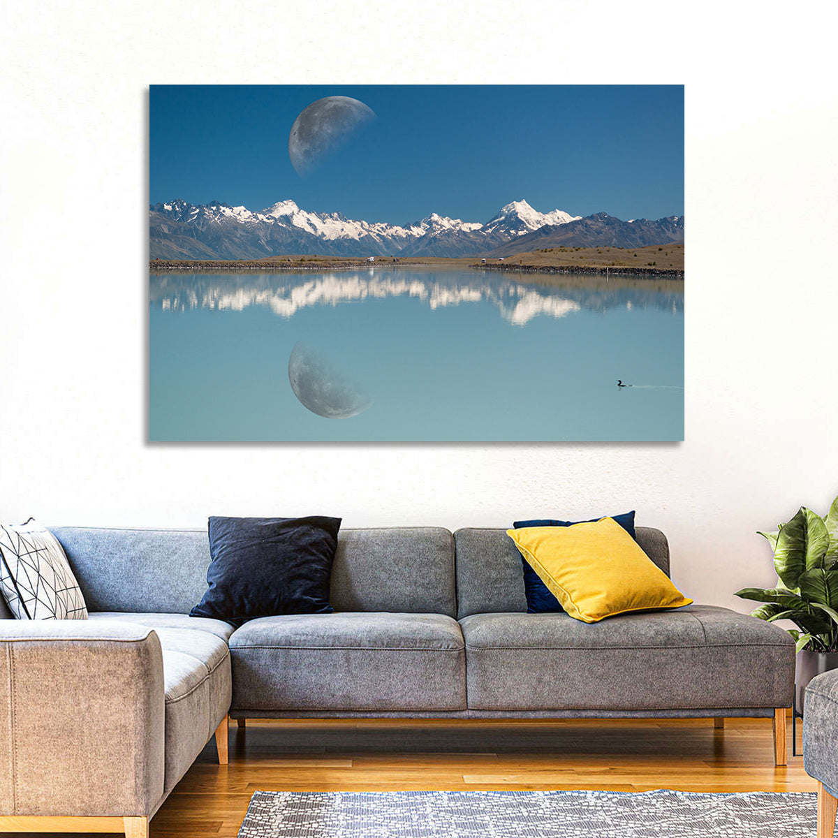 Moon Over Mt Cook and Lake Pukaki Wall Art