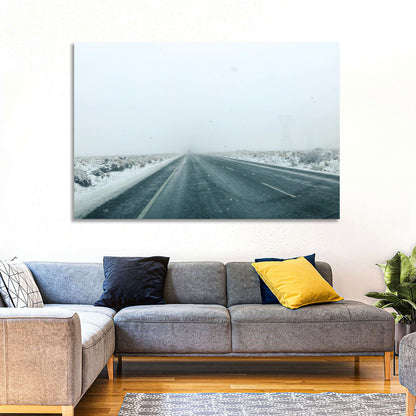 Foggy Winter Mountain Road Wall Art