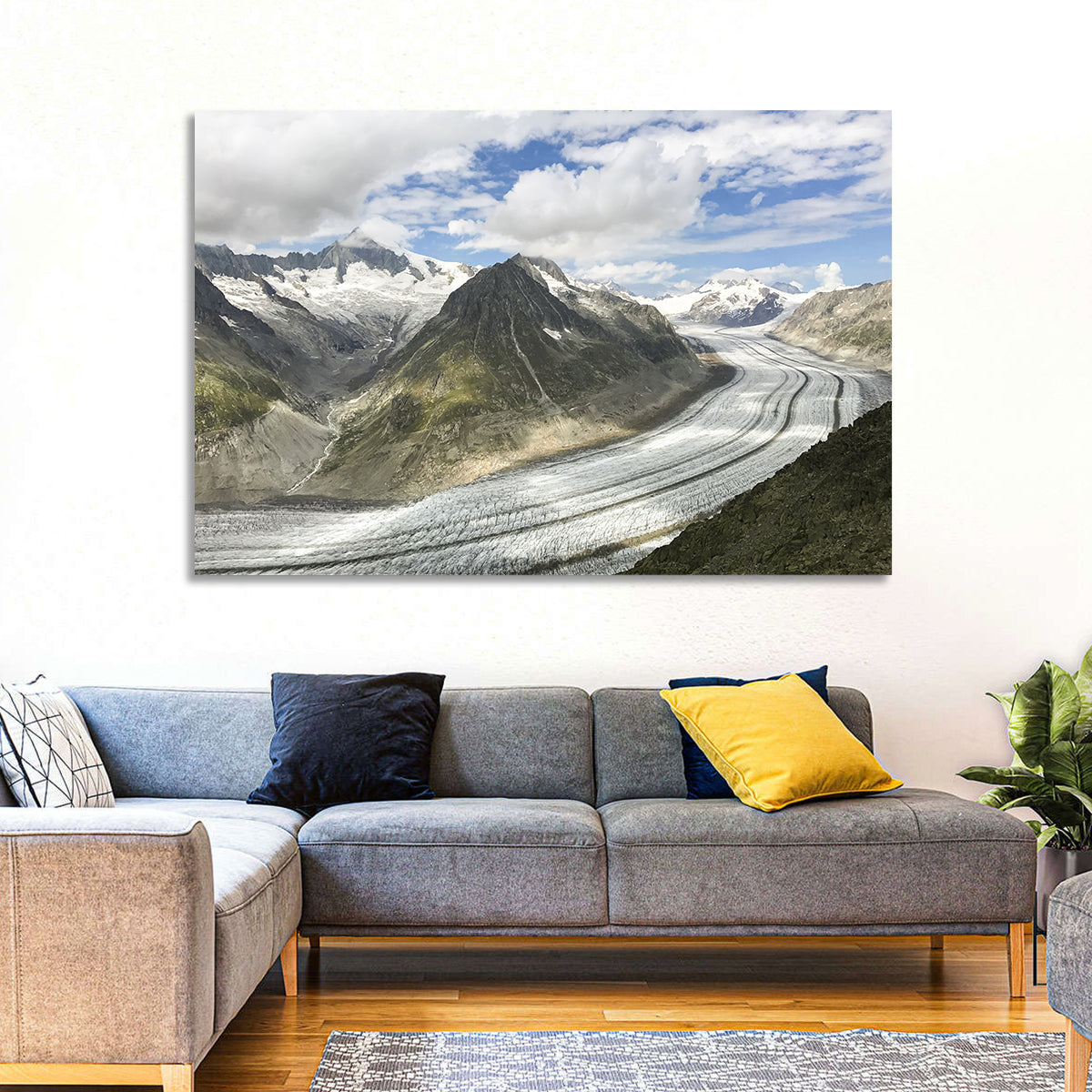 Aletsch Glacier Wall Art in a room, landscape