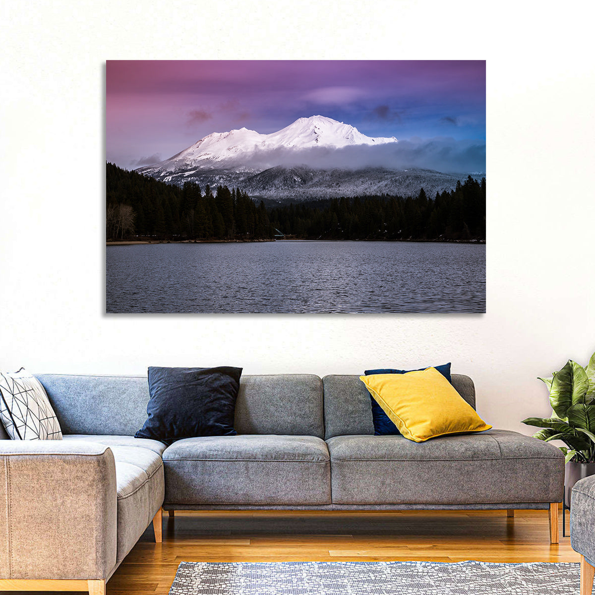 Mount Shasta from Lake Siskiyou Wall Art in a room, landscape