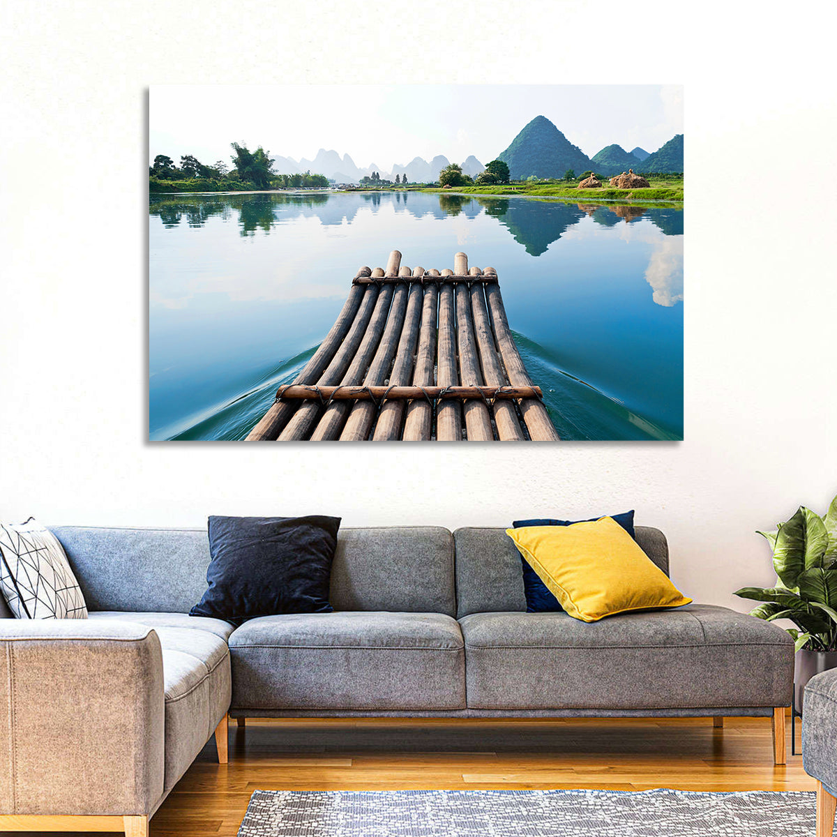 Li River Raft Wall Art