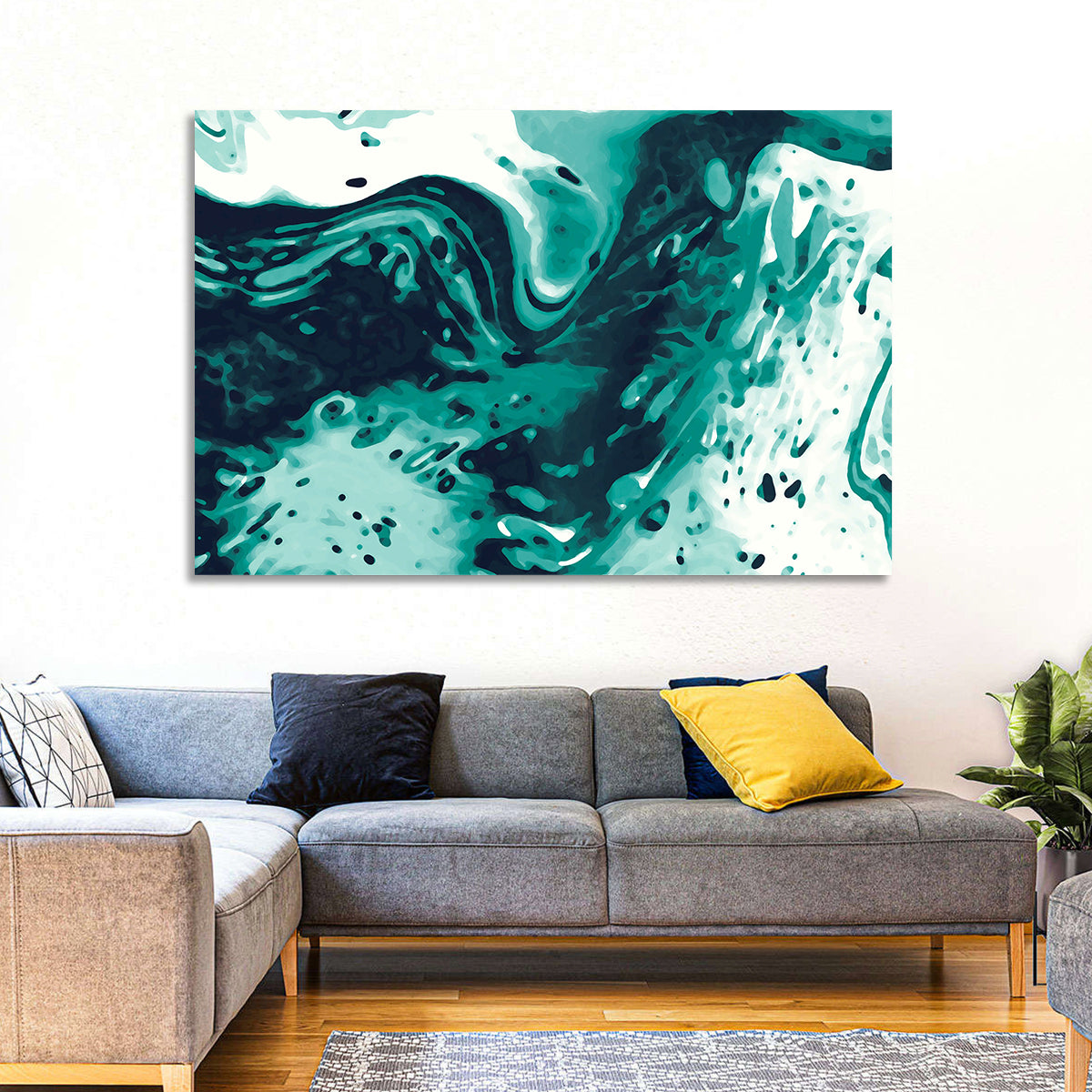Teal Wave Abstract Wall Art