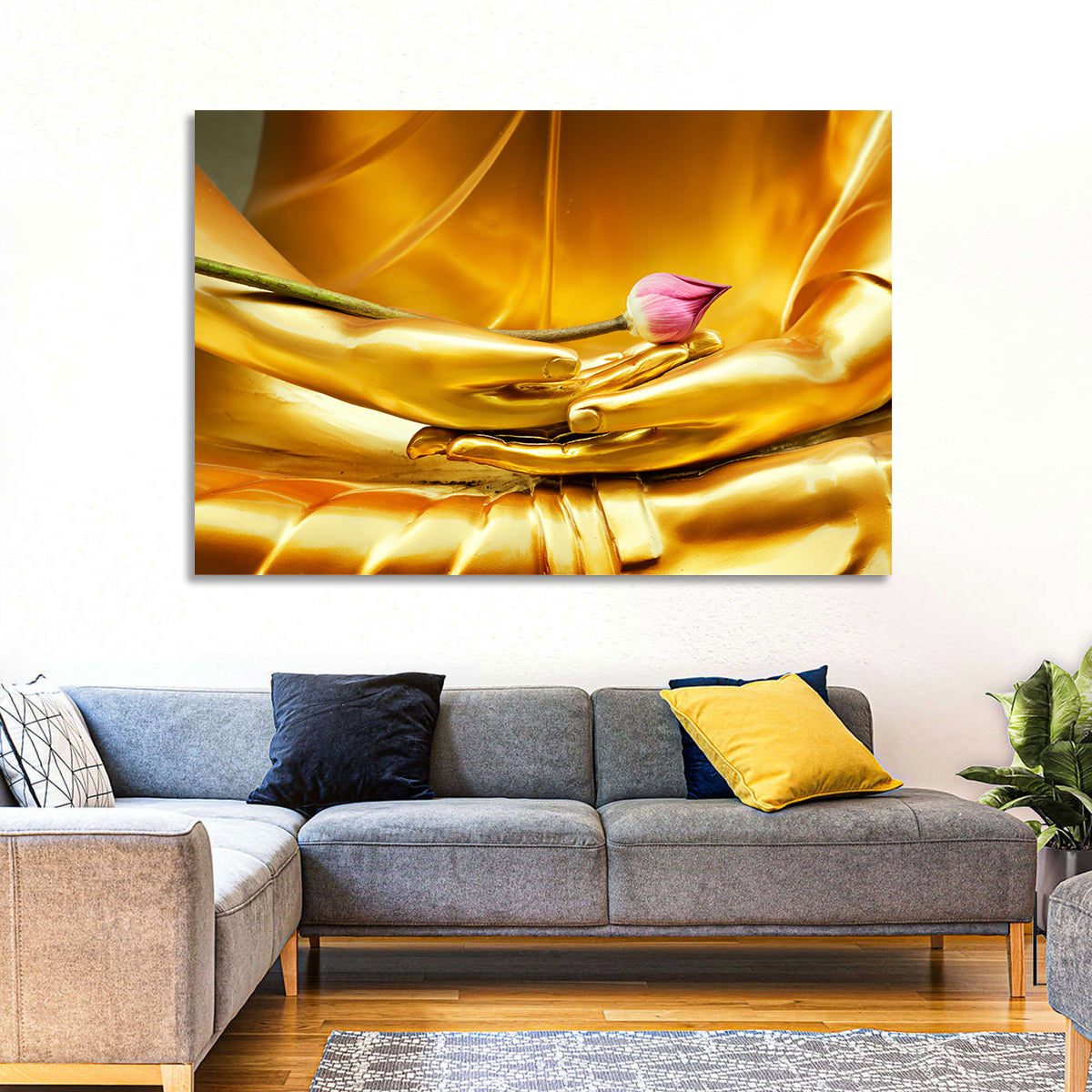 Buddha Hands with Lotus Wall Art