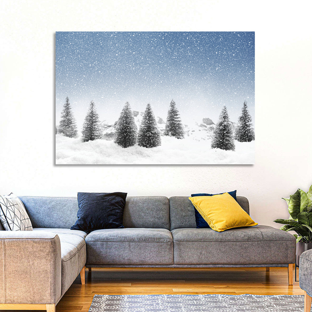 Winter Pine Trees Landscape Wall Art
