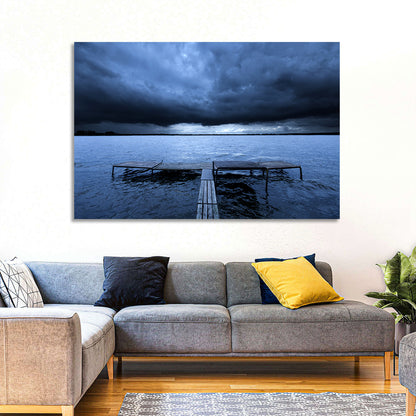Stormy Lake Pier Wall Art