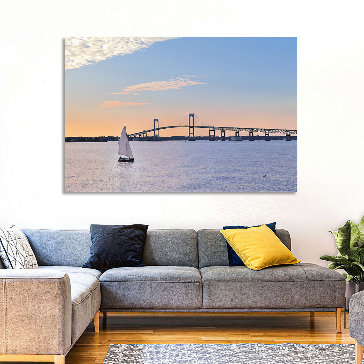 Newport Bridge at Sunset Wall Art