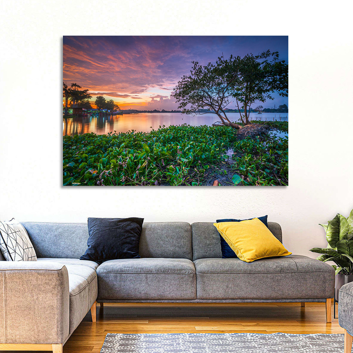 Cipondoh Lake Hyacinth Sunset Wall Art in a room, landscape