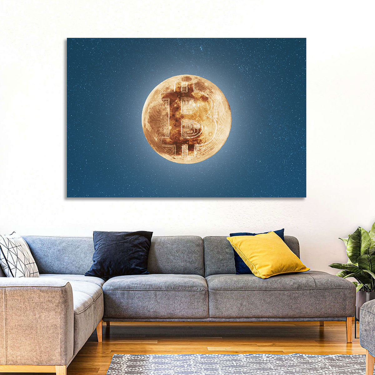 Bitcoin Circuit Moon Wall Art