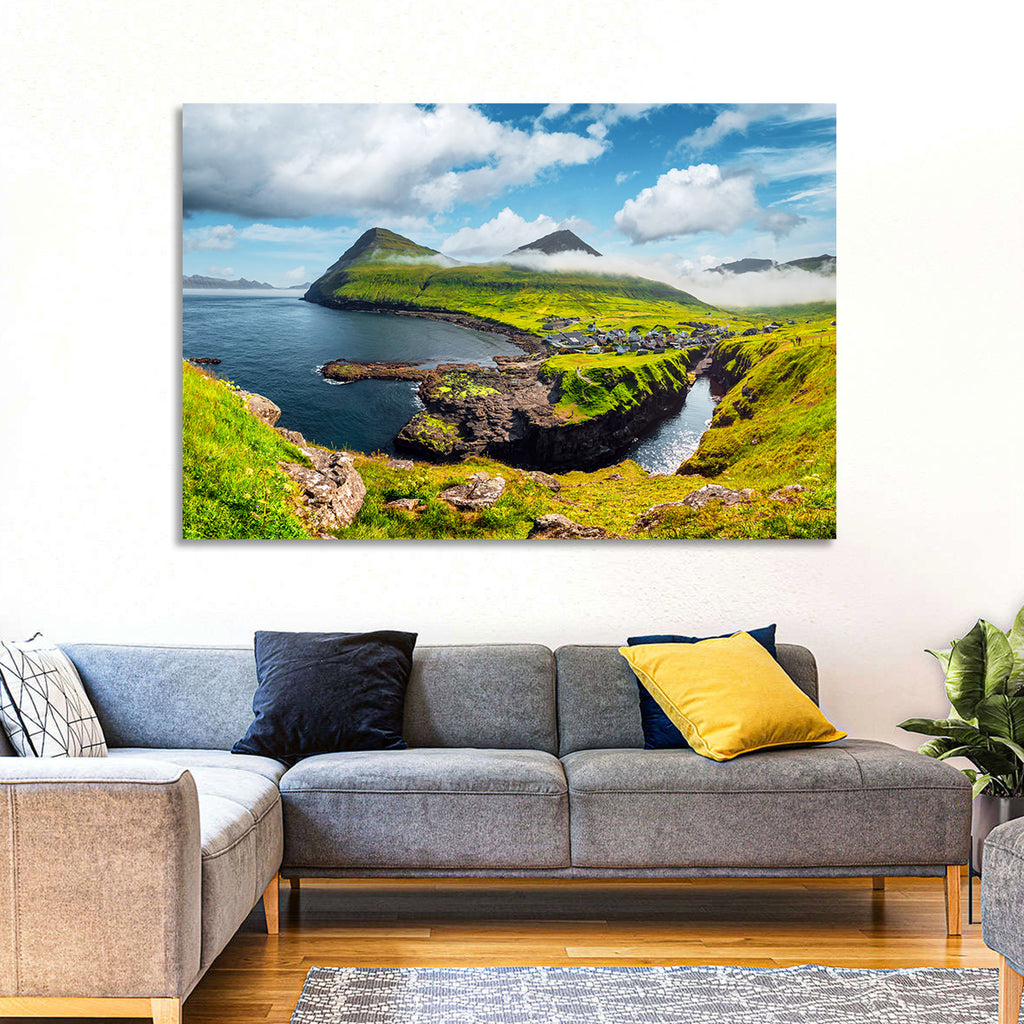 Gjógv Harbor Coastal Village Wall Art