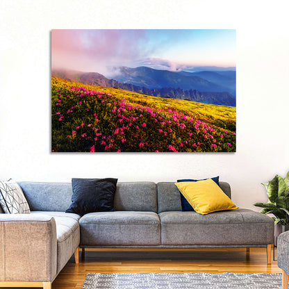 Alpine Rhododendron Meadow at Golden Hour Wall Art