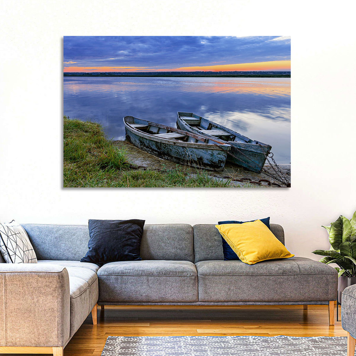 Chained Rowboats at Dusk Wall Art