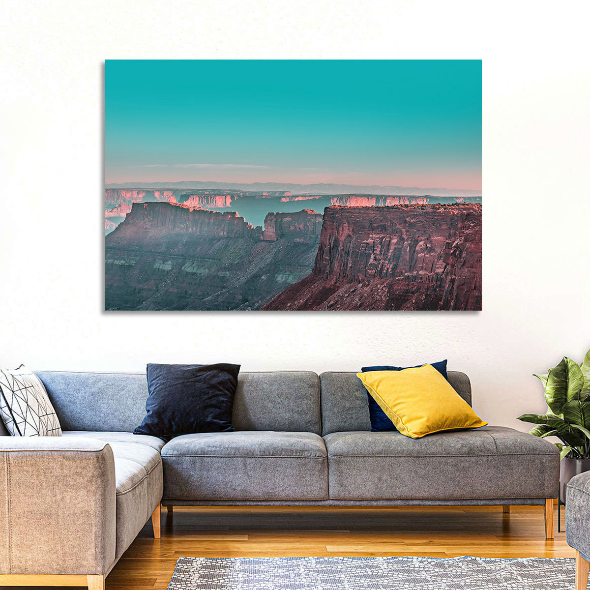 Sunlit Canyon Rim at Dusk Wall Art in a room, landscape
