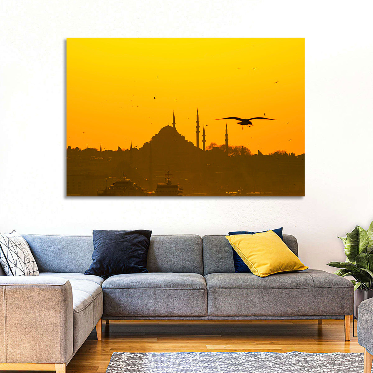 Süleymaniye Mosque Golden Hour Silhouette Wall Art