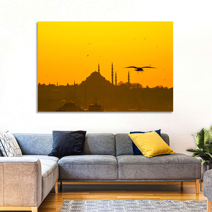 Süleymaniye Mosque Golden Hour Silhouette Wall Art