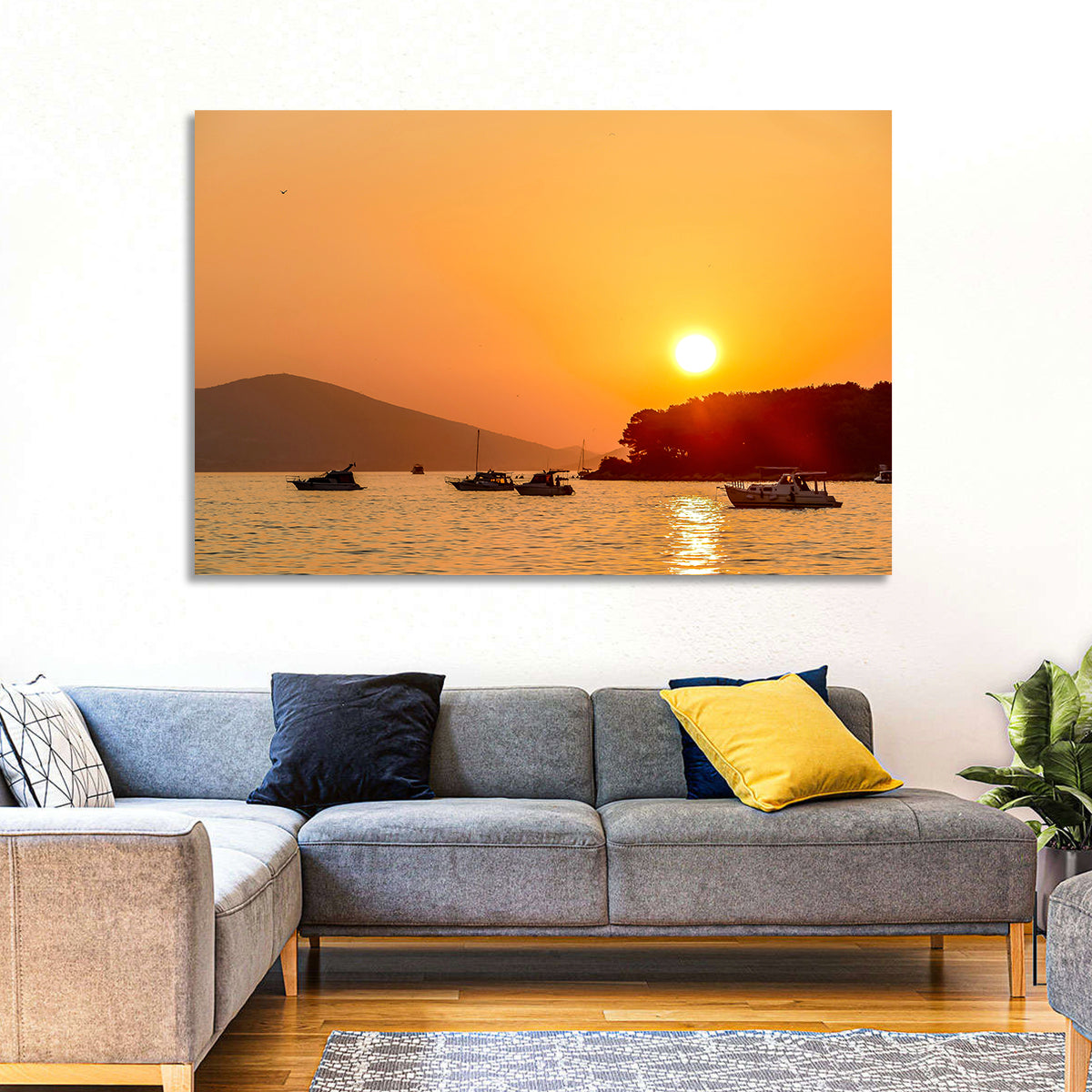 Golden Harbor Sunset Wall Art