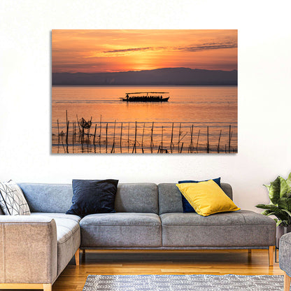 Albufera Sunrise Boat Silhouette Wall Art