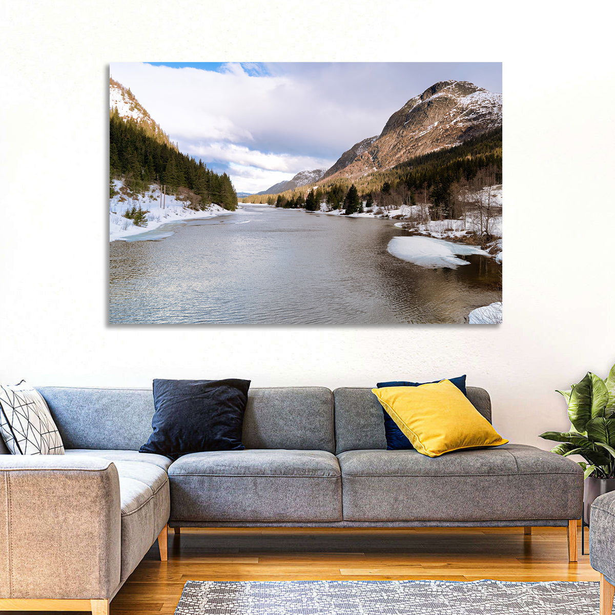 Grungevatn Winter River and Lake Wall Art
