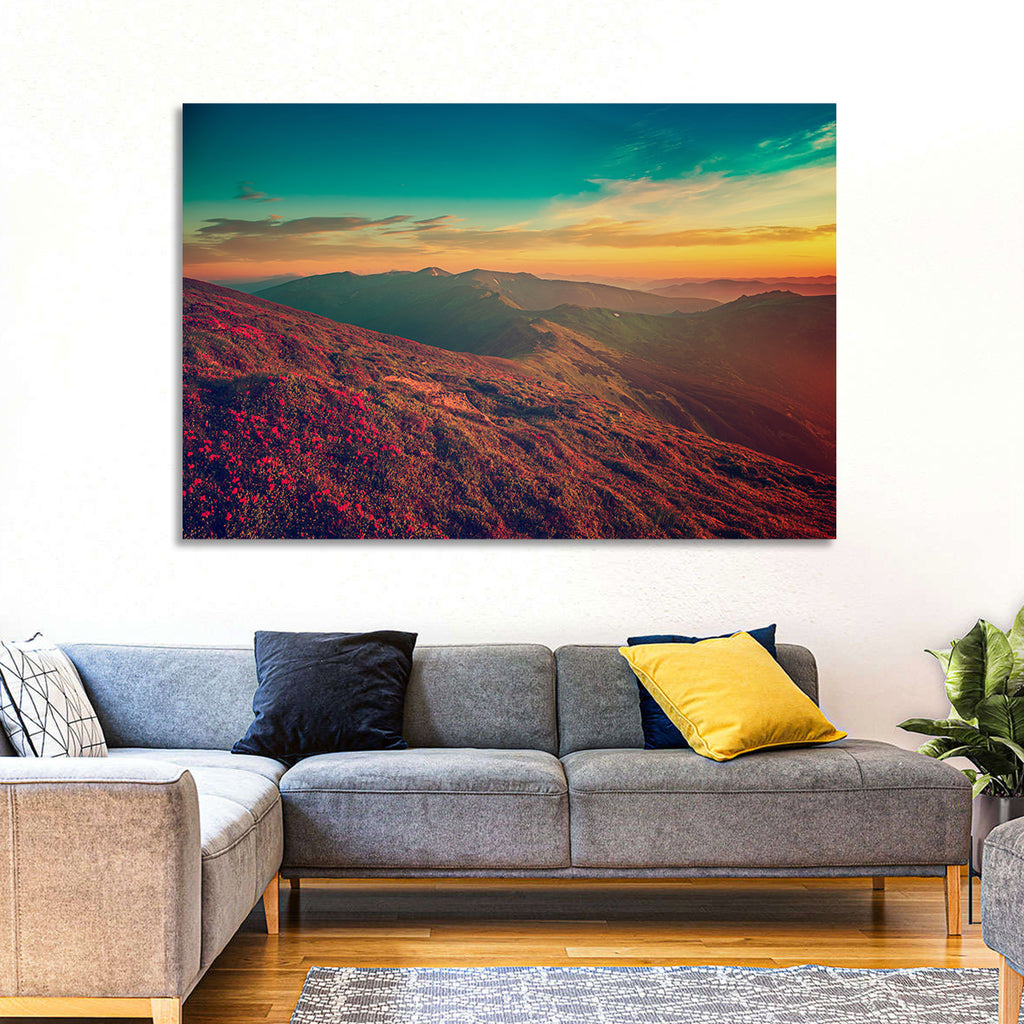 Alpine Rhododendrons at Golden Sunrise Wall Art