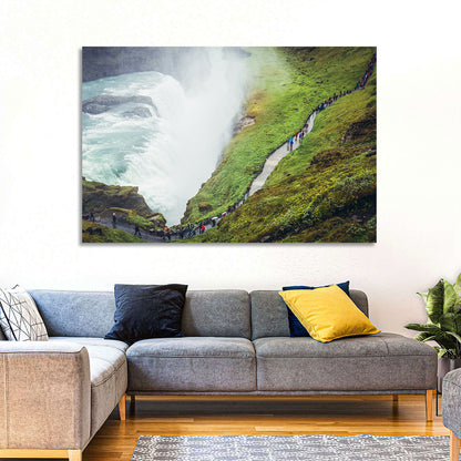 Misty Path at Gullfoss Waterfall Wall Art