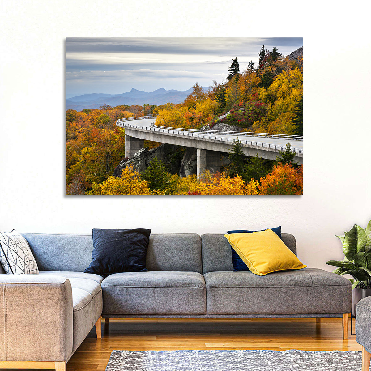 Linn Cove Viaduct at Grandfather Mountain Wall Art in a room, landscape