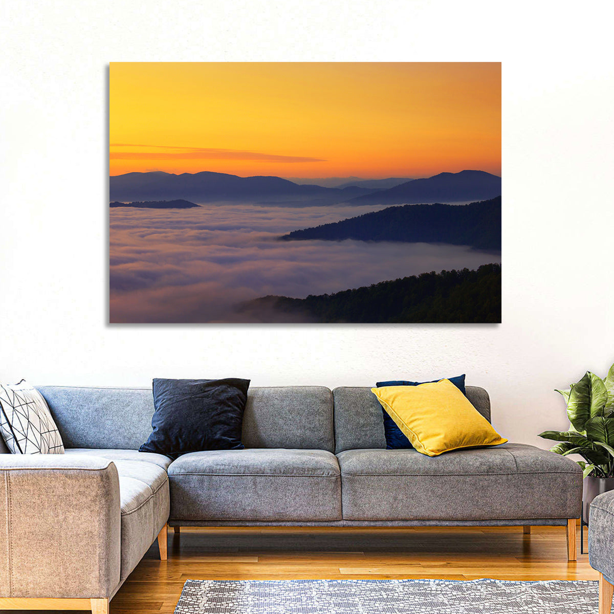 Cloud Sea Over Mountains at Golden Dawn Wall Art