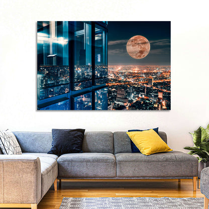 Bangkok Moonlit Skyline Wall Art
