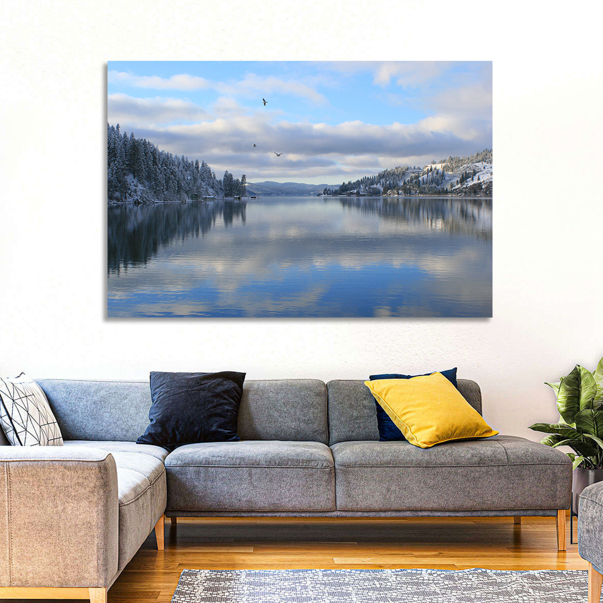 Coeur D Alene Winter Lake Reflection Wall Art