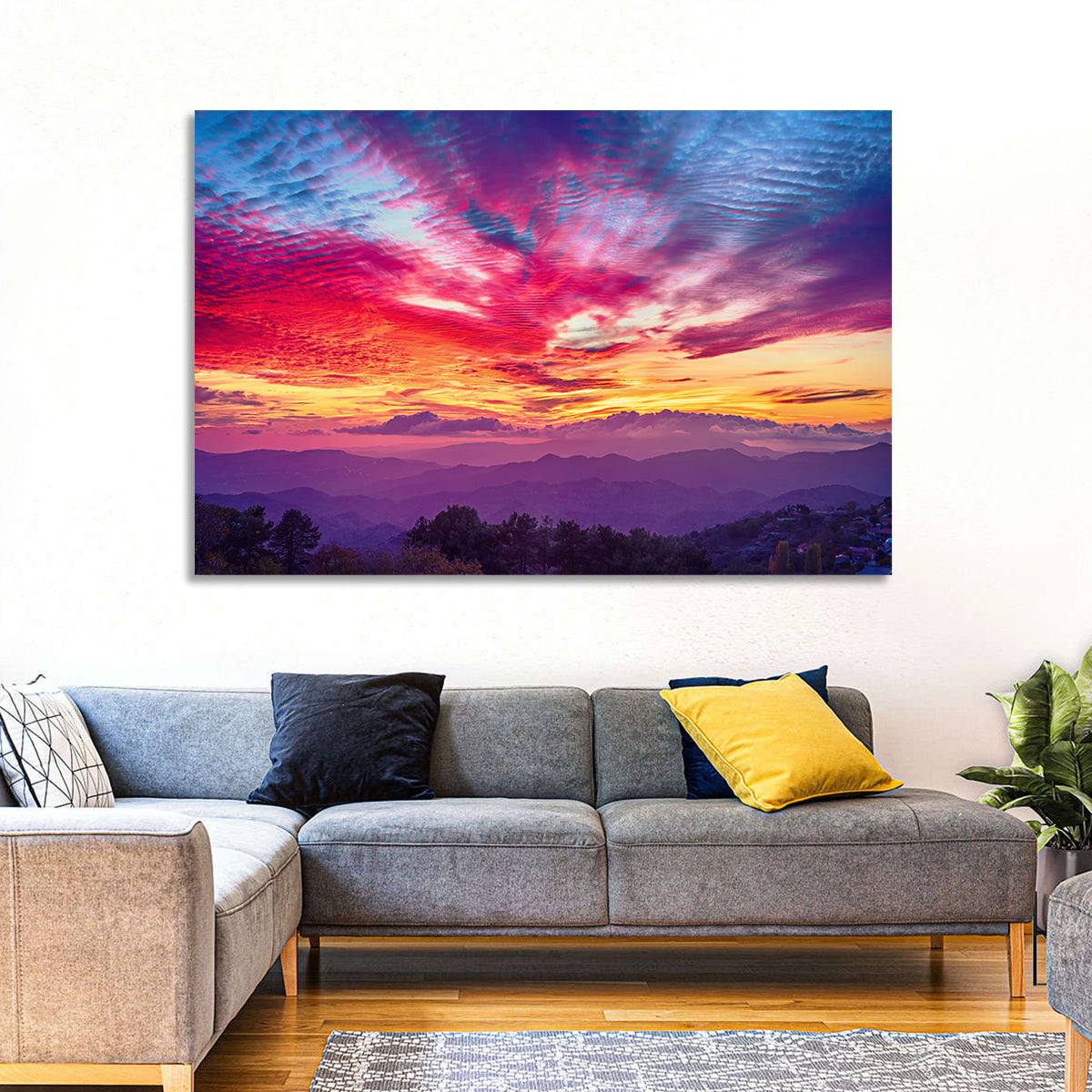 Golden Dusk Cloud Mountains Wall Art